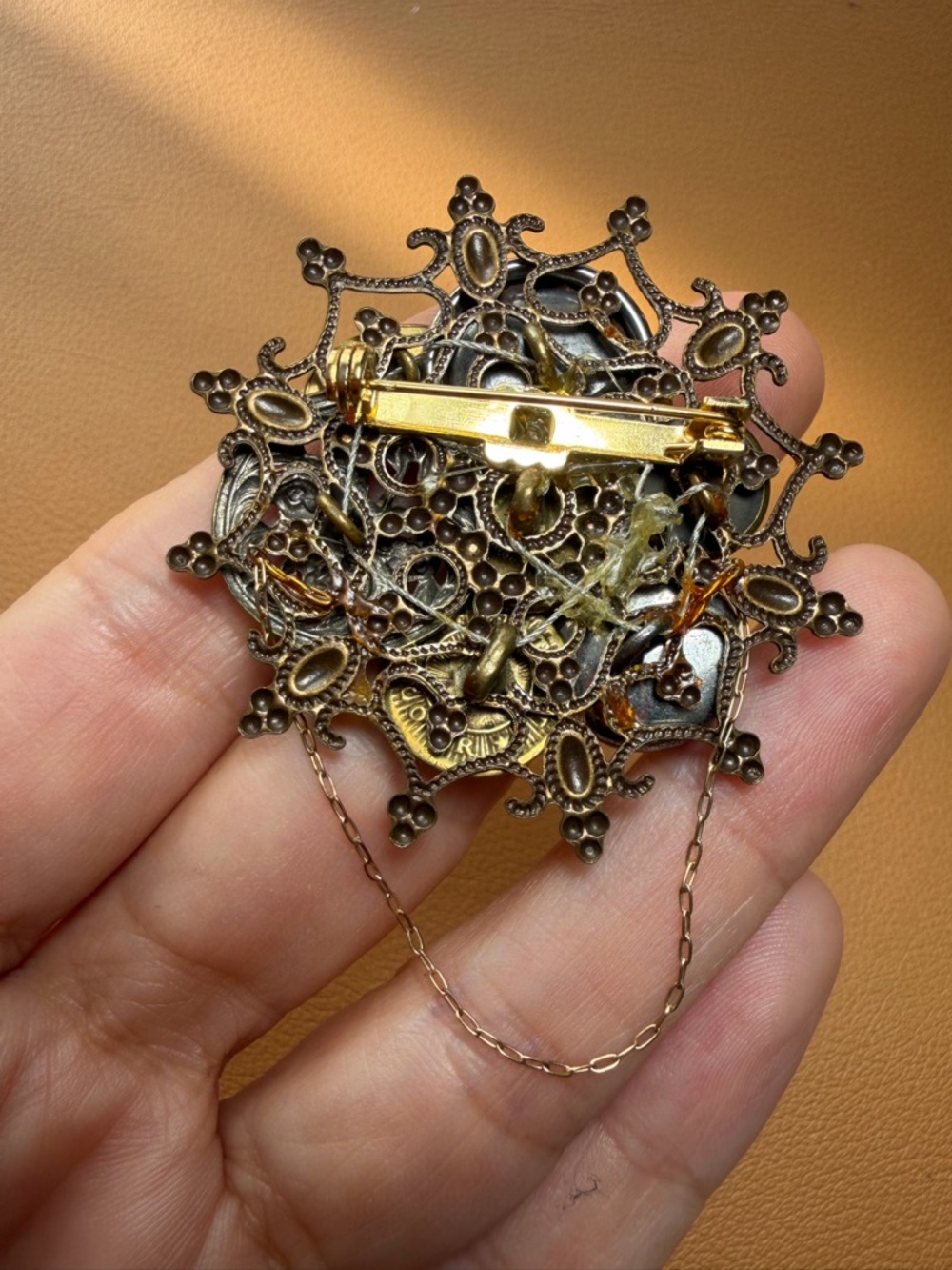 Handmade Vintage Button Collage Brooch – Steampunk Victorian Style - Picture 5 of 12